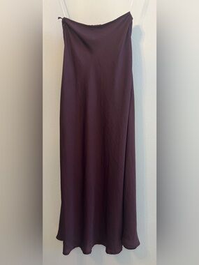 VRG GRL Plum Satin Strapless Maxi Dress - Size 6 AU (US 2 / XS)